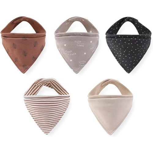 Fashion Unsiex 5 Pack Baby Boy Girl Drool Bibs Ease of cleaning Cotton Infant Bandana Bibs Accessories