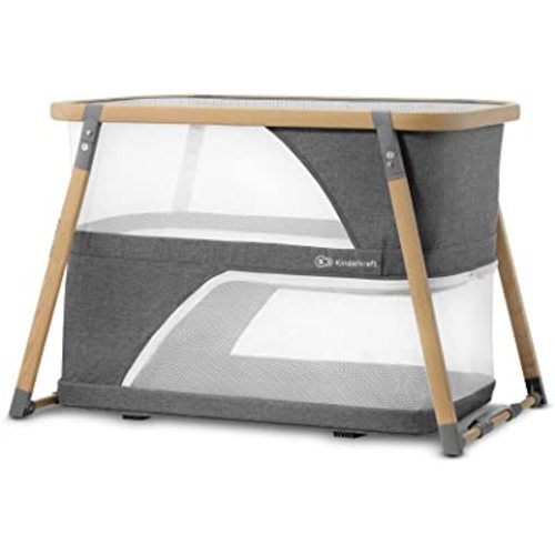 Kinderkraft Sofi Portable Travel Crib for Baby, Convertible Sleeping Cot 4 in 1 with Easy to Pack Playpen, Comfortable Bassinet Mattress and an Additional Cradle Function