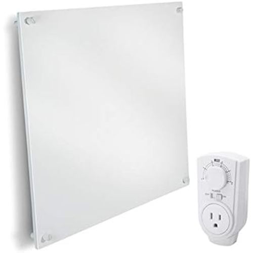 EconoHome Wall Mount Space Heater Panel - with Thermostat - 400 Watt Convection Heater - Ideal for 120 Sq Ft Room - 120V Electric Heater