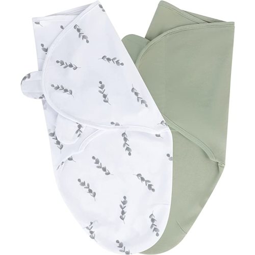 Ely's & Co. Adjustable Swaddle Blanket Infant Baby Wrap 2 Pack (Sage, 0-3 Months)