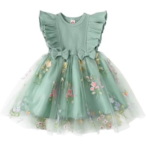Toddler Girls Dress Boho Toddler Dress Flower Baby Girl Tulle Dress Kids Little Girl Princess Dress