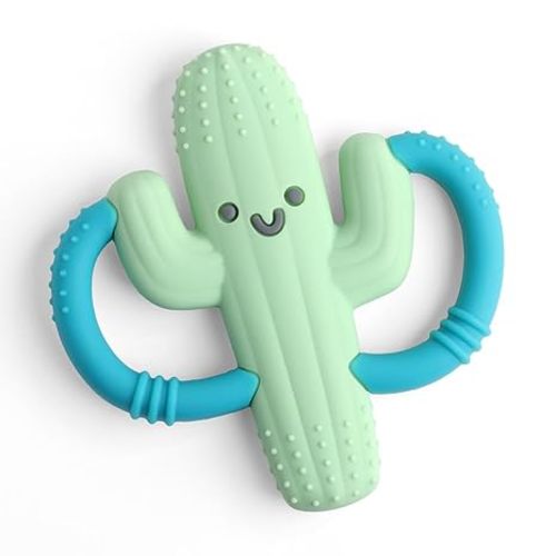 Itzy Ritzy Cactus-Shaped Baby Teether with Handles – Silicone Teether for Babies with Easy-Grab Handles and Textured, Teethable Surfaces - Baby Teething Toy for 3 Months & Up (Cactus)