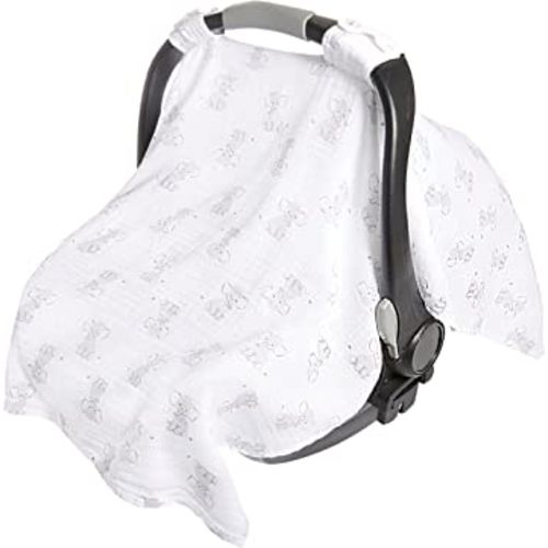 aden + anais Essentials Car Seat Canopy Cover, 100% Cotton Muslin, Lightweight and Breathable, Safari Babes- Elephant