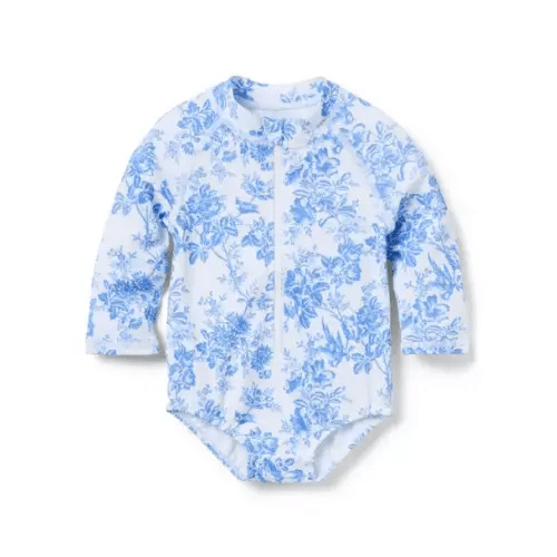 Baby Dreamy Blue Floral Baby Recycled Floral Rash Guard Swimsuit by Janie and Jack