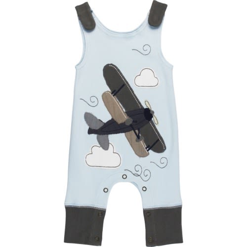 Baby Appliqué Organic Cotton Romper, 9-12M, Airplane