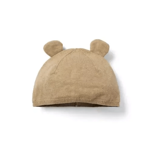 Newborn Caramel Heather Baby Bear Ear Knit Beanie by Janie and Jack