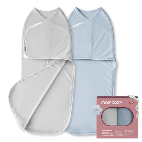 Momcozy Swaddles for Newborns, Quiet Fastener Swaddle Suitable for Infant 0-3 Months, New-Parent-Friendly Sleep Sack, Reduce Startle Reflex, Newborn Boys Girls Registry Essentials, 2-Pack, Drift