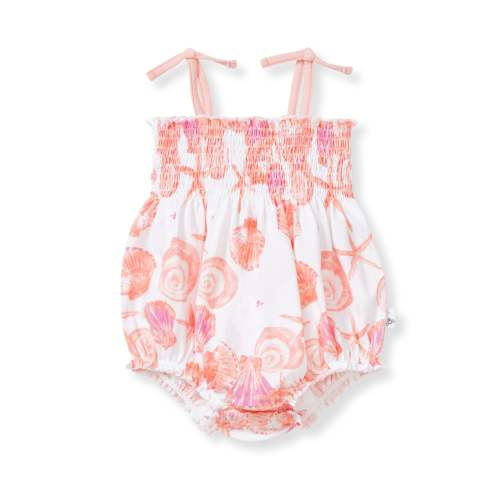 Smocked Bubble Bodysuit, Swirly Seashells