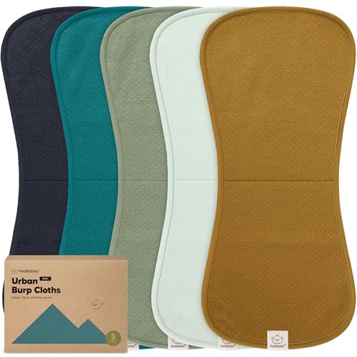 KeaBabies 5-Pack Organic Burp Cloths Baby Girl, Boy - Extra Large, Absorbent Baby Burp Cloths, Soft Burping Cloths for Babies, Newborn Burp Clothes, Cotton Burp Rags,Neutral Thick Burp Cloth (Eclipse)