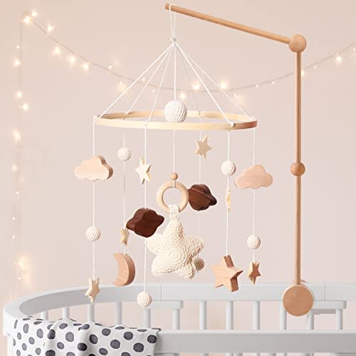 Boho Baby Mobile,Mobile for Crib,Neutral Baby Crib Mobile,Boho Nursery Decor,Handmade Baby Mobile,Boho Crib Mobile Kids Room Nursery Decor(Arm Not Included)