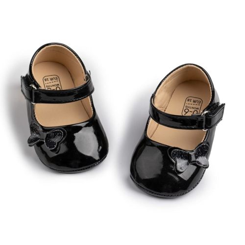 Meckior Infant Baby Girls Soft Sole Bowknot Princess Wedding Dress Mary Jane Flats Prewalker Newborn Light Baby Sneaker Shoes