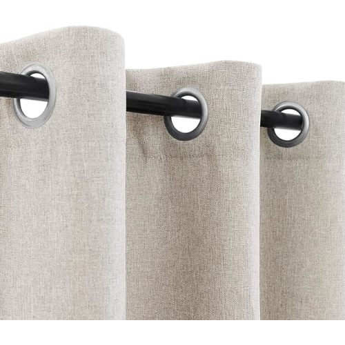 jinchan 75% Blackout Curtain 96 Inch Length Beige Curtain for Bedroom Living Room Curtain 1 Panel Texture Curtain Grommet Top Window Drape 72 Inches Wide by 96 Inches Long - W72 x L96 x 1 Panel - Greyish Beige