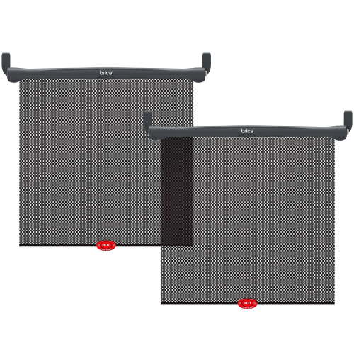 Munchkin Brica Sun Safety Car Window Shade with Heat Alert, Helps Block UVA/UVB Rays, 2 Pack, Black, Sun Shades