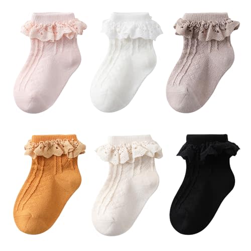 Zumou Toddler Lace Socks Girls Ruffle Eyelet Frilly Princess for Baby Little Kids
