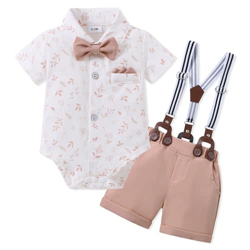 SANMIO Baby Boy Clothes Suits Short Sleeve Top+Bowtie+Suspender Shorts Summer Infant Gentleman Birthday Outfits