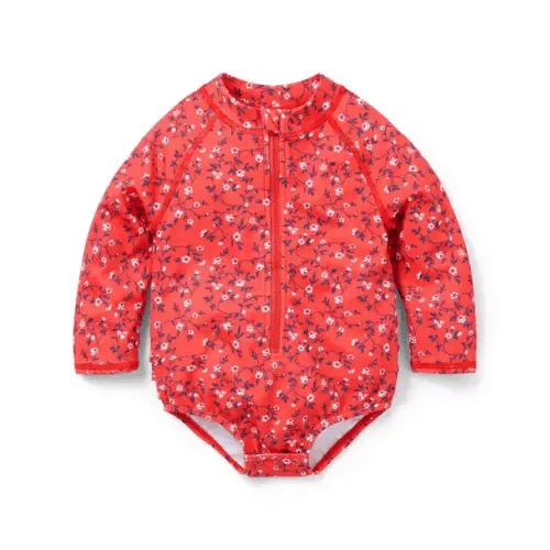 Baby Red Punch Ditsy Floral Baby Recycled Ditsy Floral Rash Guard Swimsuit by Janie and Jack