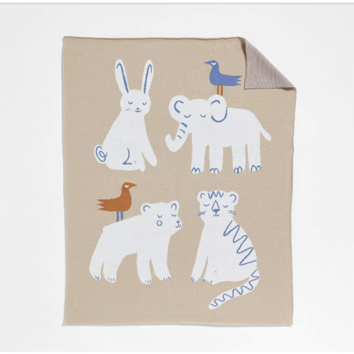 Heirloom Animal Printed Organic Cotton Baby Stroller Blanket