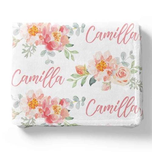 Ella's Vintage Dusty Rose Personalized Toddler Blanket