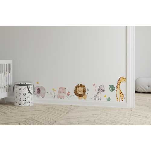 Baby Safari Animals Watercolor Wall Decal (medium), Safari animals, lions decal, safari nursery decor, Nursery Mural, Lion, Elephant, Peel and Stick