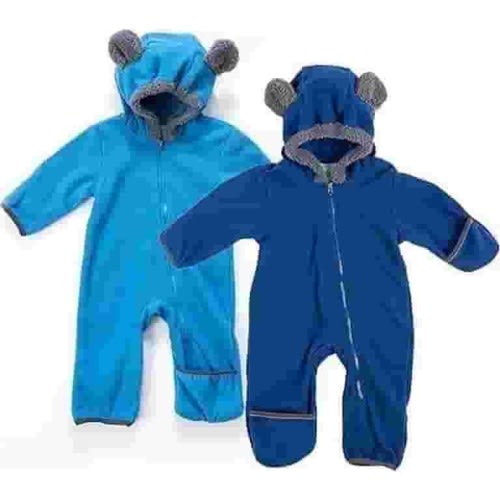 Cuddle Club Fleece Baby Bunting Bodysuit One Piece Hooded Romper Outerwear, 6 to 12 Months Blue Navy 2-Pack