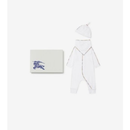 Stretch Cotton Three-piece Baby Gift Set in White - Children | Burberry® Official