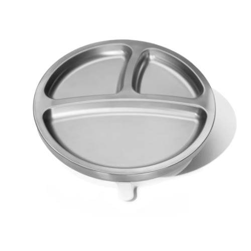 Baby Round Divided Plate | Stainless Steel & Silicone