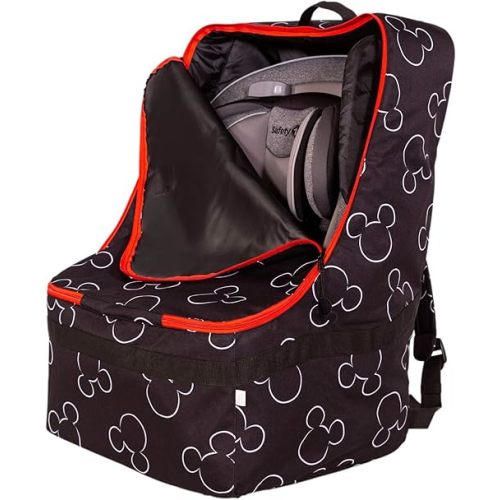 J.L. Childress Disney Baby Padded Backpack Car Seat Bag - Travel Bag for Airplane, Fits Most Baby & Infant Car Seats, Boosters, & Carriers, For Gate or Baggage Check - Ultimate, Mickey Mouse, Black