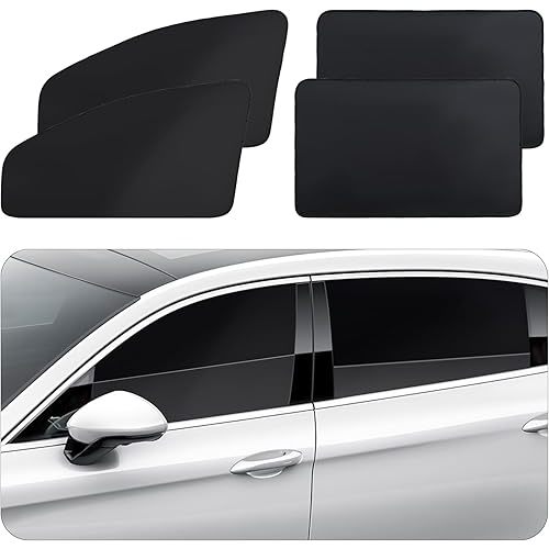 ZATOOTO 4 Pcs Car Window Cutains - Black Silk Magnetic Privacy Side Front Rear Protection Covers - Sun Shades Keeps Cooler for Kids Sleeping