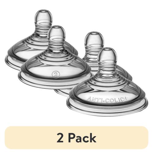 (2 pack) Tommee Tippee Advanced Anti-Colic Baby Bottle Nipples, 6m+, Medium Flow, Breast-like, Soft Silicone, Pack of 2