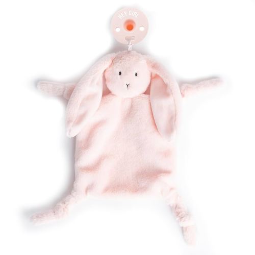 Pacifier Holder with Detachable Pacifier by Bella Tunno, Soft Animal Lovey Snuggle Toy Attaches to Teethers, Baby Gift for Newborn Boys and Girls, Babies 0+ Months, Bunny