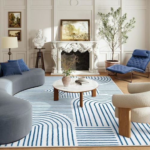 Lahome Abstract Blue 6x9 Area Rugs, Soft Washable Rugs for Living Room