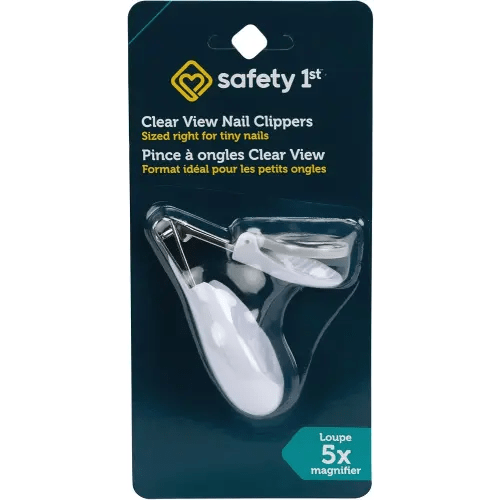 Safety 1st Clear View Baby Nail Clippers, Grey – 5X Magnifying Lens and Easy-Grip Handle, Compact for Diaper Bag Essentials