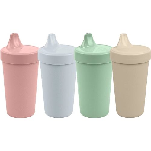 Re-Play Made in USA 10 Oz. Sippy Cups for Toddlers, Pack of 4 - Reusable Spill Proof Cups for Kids, Dishwasher/Microwave Safe - Hard Spout Sippy Cups for Toddlers 3.13" x 6.25", Desert Sands