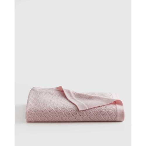 Washable Cashmere Pointelle Baby Blanket in Minimal Pink
