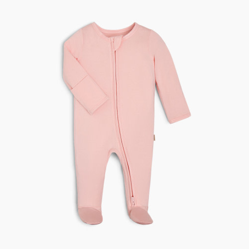 Tiny Kind Bamboo Viscose Solid Zipper Footie - Blush, 0-3 M