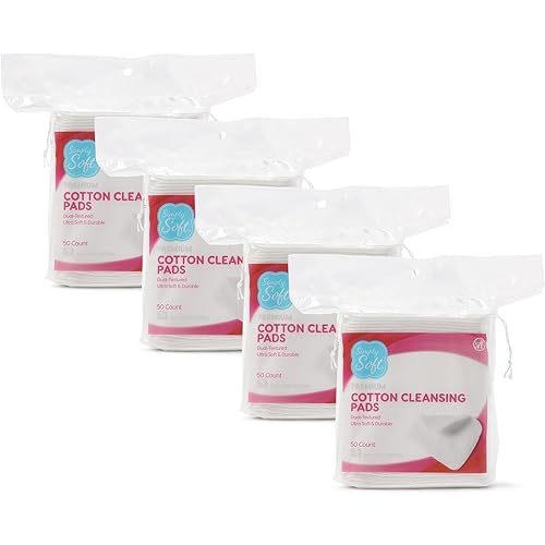 Premium Jumbo Cotton Cleansing Pads, 100% Pure Cotton, Large 3.5â€? x 4.5â€? Cotton Pads (200 Count)