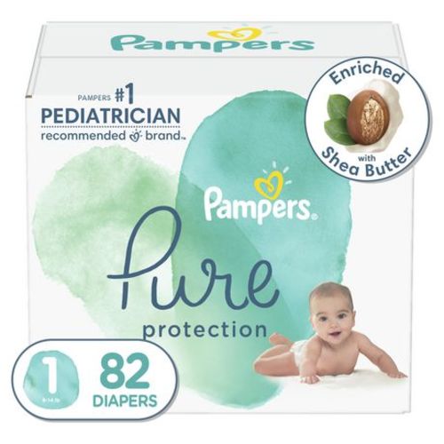 Pampers Pure Protection Diapers, Super Pack, Sizes N-6, 42-82 Count