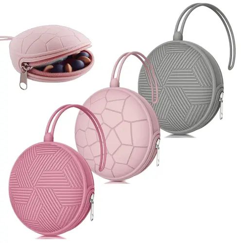 Smlpuame 3 Pack Pacifier Holder Case,Silicone Portable Pacifier Cover Pouch Bag for Diaper Bags Baby Carriage,Pacifier Storage Container Box,Easy to Clean(Power Rose+Pink+Grey)