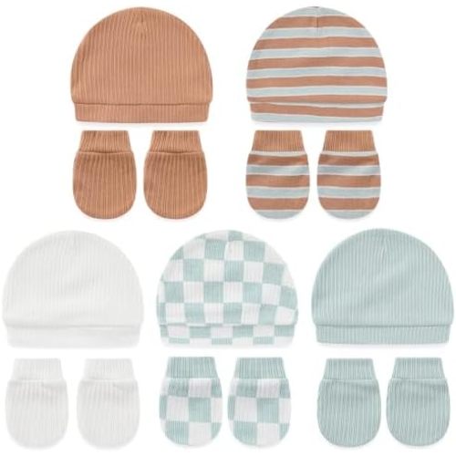 Cute Baby Girl Hats Mittens Set 10-Pack New Born Boy Caps Gloves Suit 0-6 Months Infant Accessories