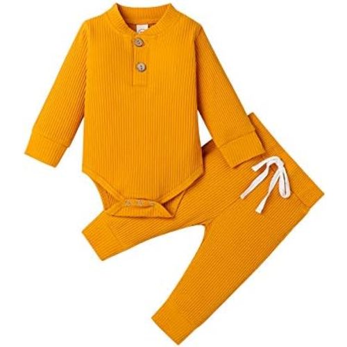 Newborn Baby Girl Boy Fall Clothes 3 6 12 18 24 Months Outfits Long Sleeve Knitted Cotton Romper & Pants Infant Winter Sets
