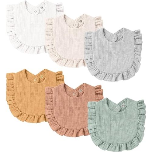 Baby Muslin Bibs Bandana Drool Bibs for Unisex Boys & Girls, Soft and Absorbent Cotton Teething Drooling Bib Set for Newborn Toddler