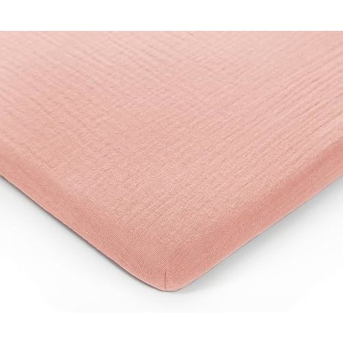 Comfy Cubs Muslin Bassinet Sheet - 100% Soft Cotton Fabric, Breathable & Gentle for Baby’s Sensitive Skin - Universal Fit with Secure Elastic Edging, Gift-Ready Packaging - Lace Pink