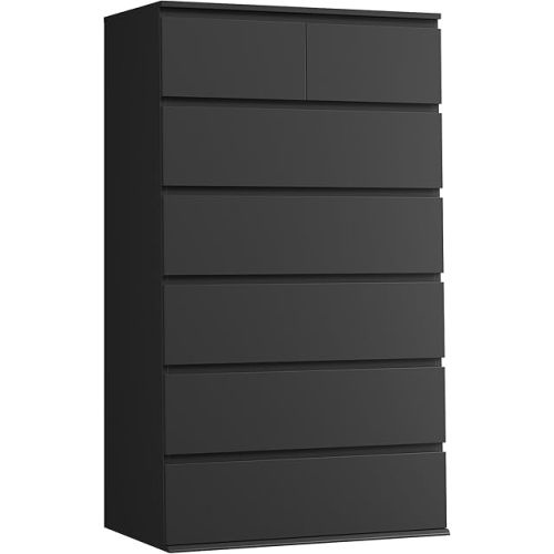 FOTOSOK 7 Drawer Dresser, Black Dresser Tall Dresser, 23.6W x 15.7D x 46.7H in Black Chest of Drawers with Large Storage Space for Home