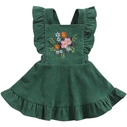 MERSARIPHY Baby Girls Suspender Dress Infant Embroidered Straps Skirt Overall Dresses Winter Fall Clothes