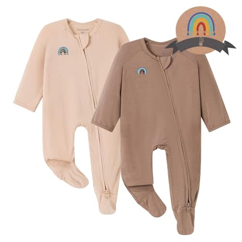 Momcozy Boy Girl Baby Pajamas Onesie, 0-24 M Temp-Sensing 2-Way Zipper Newborn Sleepers, Stretch Viscose Derived from Bamboo