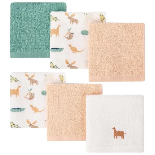 Baby Washcloths 6 Pack 100% Cotton Soft and Absorbent Terry 10" x 10" Wash Cloths Wipes for Face Hand Body Burp Rag with Sensitive Skin for Newborns Infants Toddlers