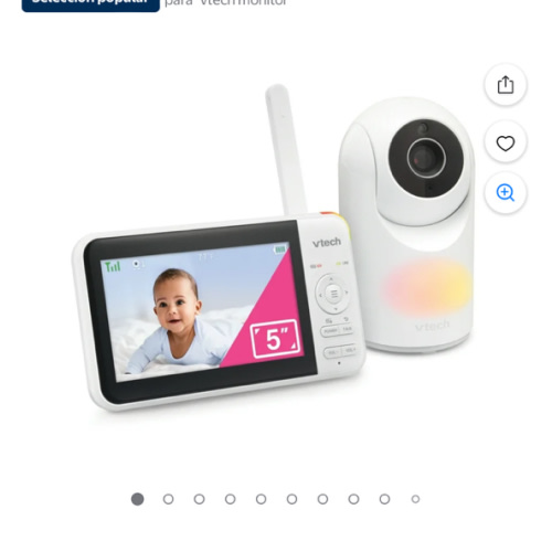 VTech Baby Monitor de Vídeo Digital de 5 Pulgadas con Giro E Inclinación y Luz Nocturna, VM5267 (Blanco)