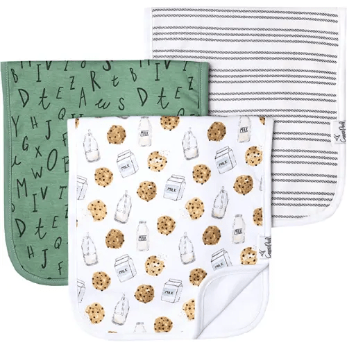 Copper Pearl Premium Baby Burp Cloths - 3-Pack Large Cotton Burp Cloths, Extra Soft Spit Up Rags with 3 Absorbent Layers, Perfect for Baby Boy and Baby Girl Gifts (21" x 10" Size, Chip Set)
