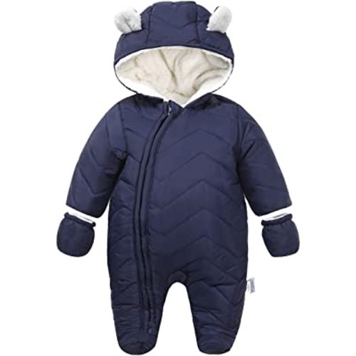 DINGDONG'S CLOSET Baby Boy Girl Winter Hooded Puffer Jacket Snowsuit with Gloves 6-9 mo