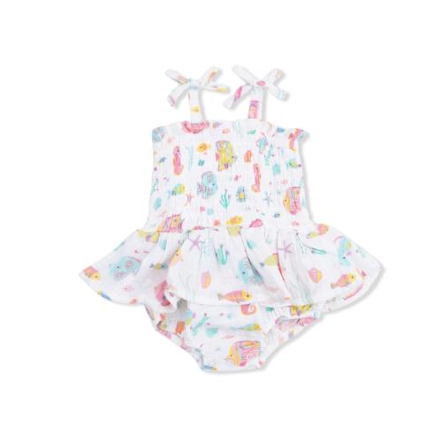 Sunny Coral Reef Fish - Smocked Bubble with Skirt